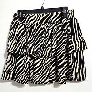 Glo Fashion London Zebra Print Tiered Skirt. Size Medium.